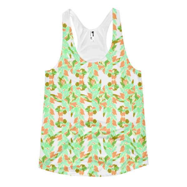 Women's Tropical Ivy Pop Green Pastel Racerback Summer Tank Top -  - XS - srce threads - 1