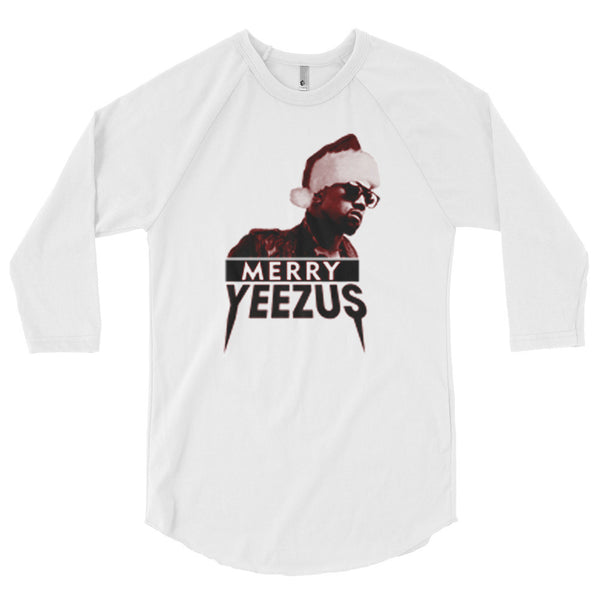 Merry Yeezus Blood Red 3/4 Sleeve Raglan Baseball T-Shirt (Unisex)