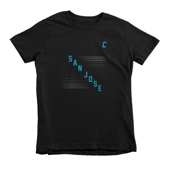 Kid's Classic "San Jose" Retro Diagonal Captain Double Zero Short Sleeve T-Shirt (Unisex) -  - Black / 2yrs - srce threads - 1