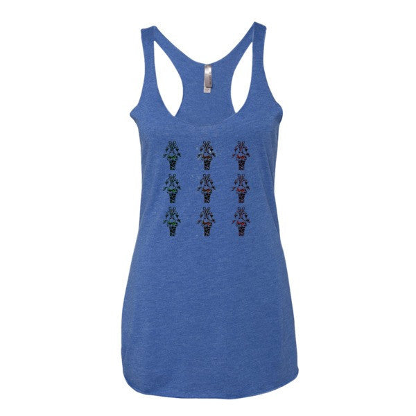Women's Trippy Giraffe Tri-Head Tank Top -  - Vintage Royal / XS - srce threads - 1