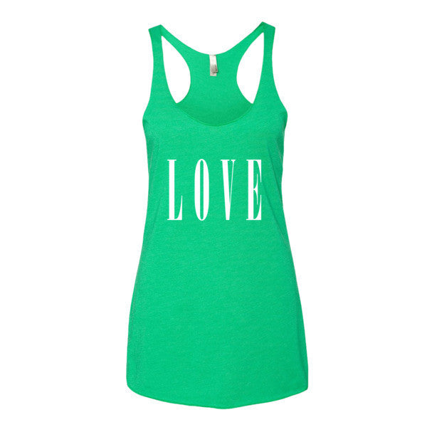 Women's LOVE Racerback Summer Tank Top -  - Envy / XS - srce threads - 10