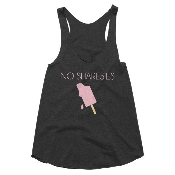 Women's "No Sharesies" Summer Drip Vintage Ice Cream 2 Racerback Tank Top -  - Tri-Black / XS - srce threads - 1