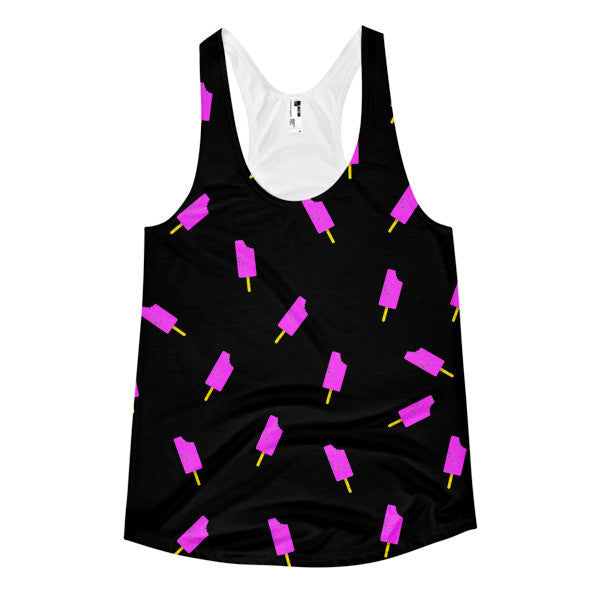 Women's "Summer Drip" Neon Black Purples Vintage Ice Cream Racerback Tank -  - XS - srce threads - 1