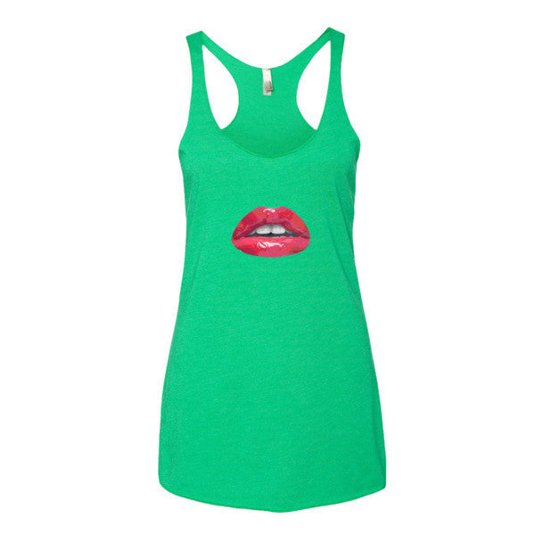 Women's Pucker Lips Summer Tank Top -  - Envy / XS - srce threads - 8
