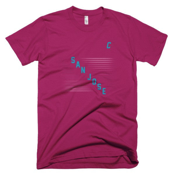 Classic "San Jose" Retro Diagonal Captain Double Zero Short Sleeve T-Shirt (Unisex) -  - Raspberry / XS - srce threads - 12