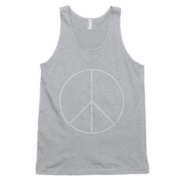 Classic Peace Sign Skinny White Tank Top (Unisex) -  - Heather Grey / XS - srce threads - 4