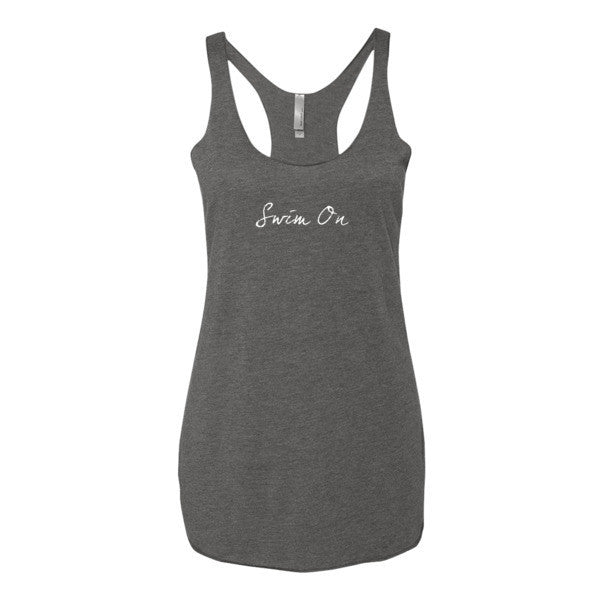 Women's "Swim On" Motivation White Racerback Tank -  - Premium Heather / XS - srce threads - 3