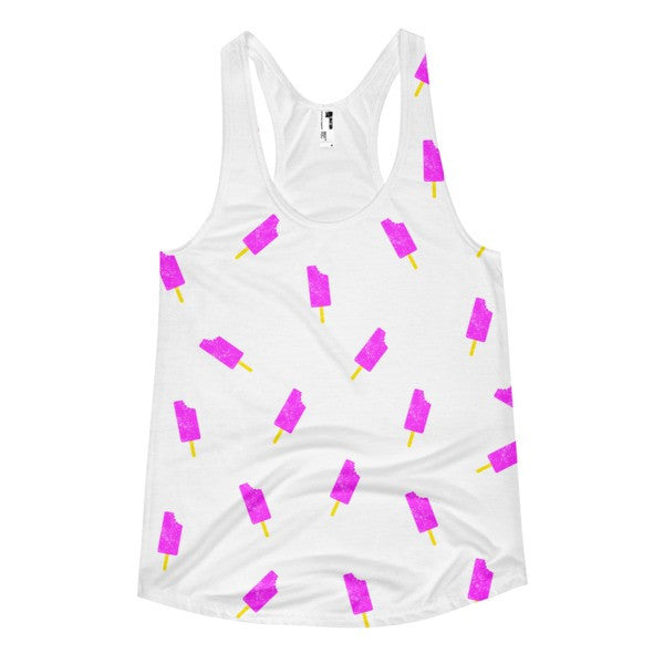 Women's "Summer Drip" Neon Pink Vibe Vintage Ice Cream Racerback Tank -  - XS - srce threads - 1