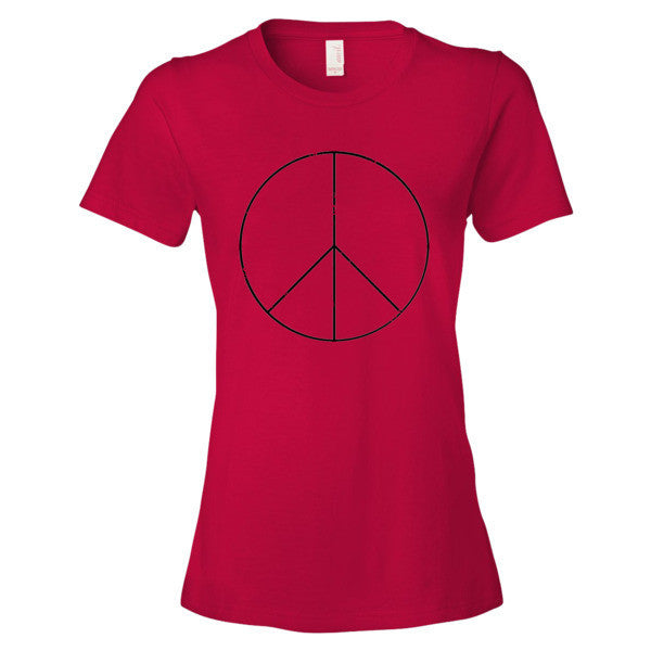 Women's Peace Sign Skinny Short Sleeve T-Shirt (Unisex) -  - Red / S - srce threads - 14