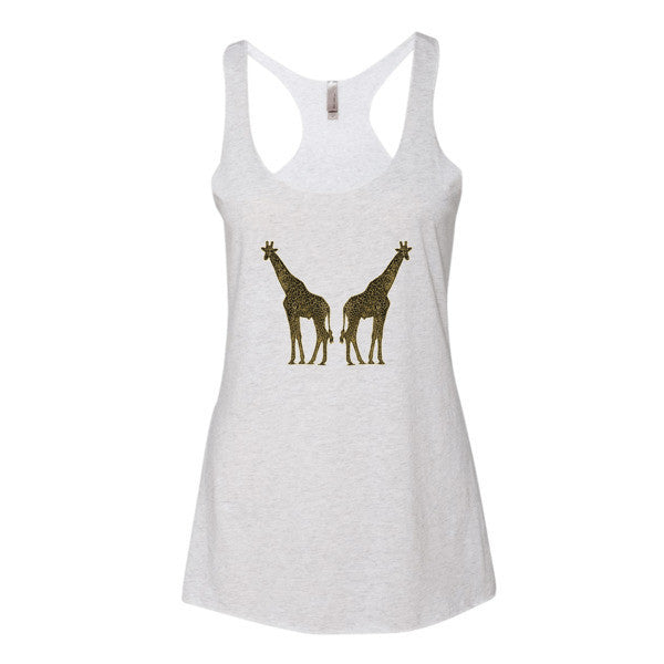 Women's Giraffe Double Paint Daub Racerback Tank Top -  - Heather White / XS - srce threads - 1