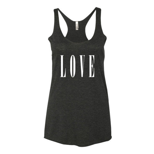 Women's LOVE Racerback Summer Tank Top -  - Vintage Black / XS - srce threads - 3