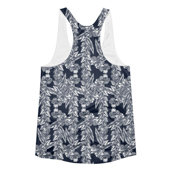Women's Trop Vine Off Blue Summer Racerback Tank Top -  -  - srce threads - 2
