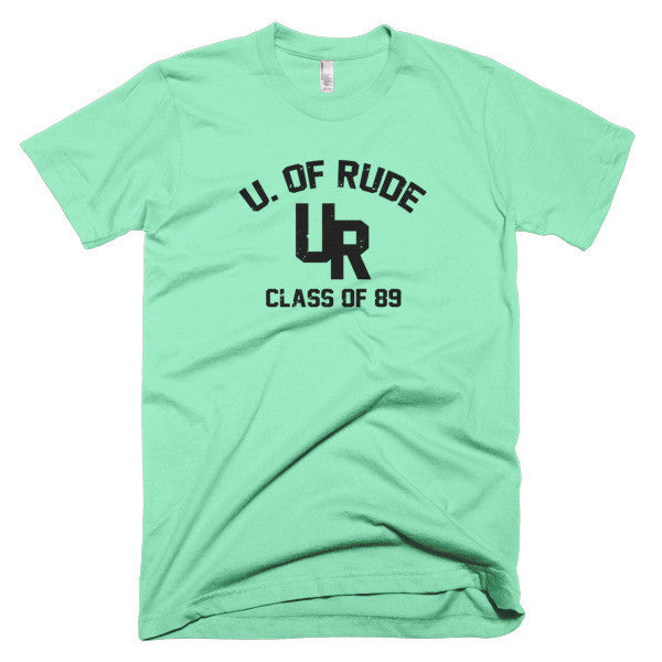 "Rude U." Black Vintage College Summer T-Shirt (Unisex) -  - Lime / XS - srce threads - 6