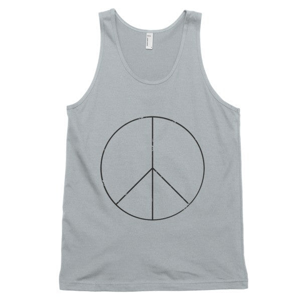 Classic Peace Sign Skinny Tank Top Black(Unisex) -  - New Silver / XS - srce threads - 5