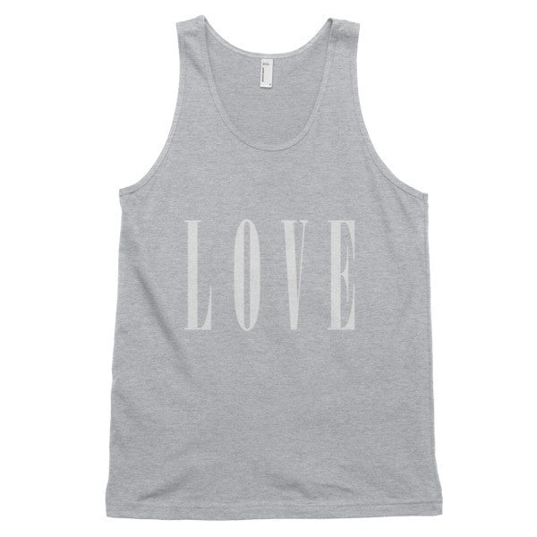 Classic LOVE White Tank Top (Unisex) -  - Heather Grey / XS - srce threads - 4