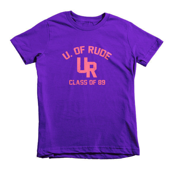 Kid's "Rude U." Peach Vintage College Summer T-Shirt (Unisex) -  - Purple / 2yrs - srce threads - 6