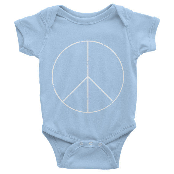 Baby Peace Sign Skinny White One Piece (Unisex) -  - Baby Blue / 3-6m - srce threads - 8