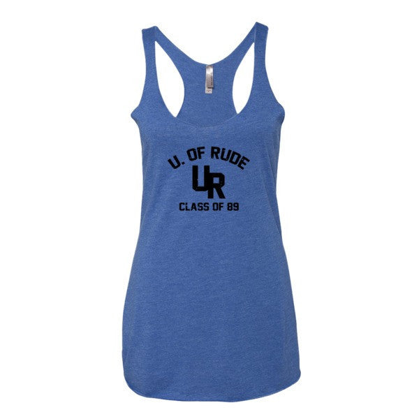 Women's "Rude U." Black Vintage College Summer Tank Top -  - Vintage Royal / XS - srce threads - 5