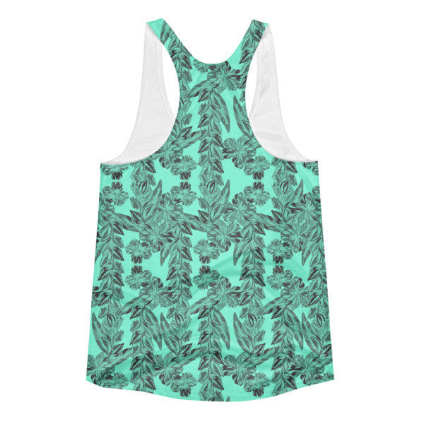 Women's Trop Vine Off Green w/ Grey Summer Racerback Tank Top -  -  - srce threads - 2