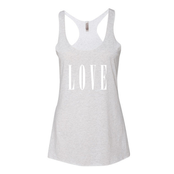 Women's LOVE Racerback Summer Tank Top -  - Heather White / XS - srce threads - 11