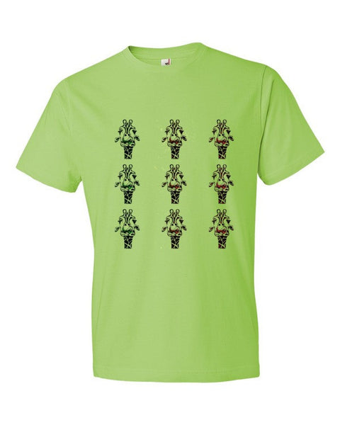 Short Sleeve Trippy Giraffe Tri-Head T-Shirt -  - Key Lime / S - srce threads - 7