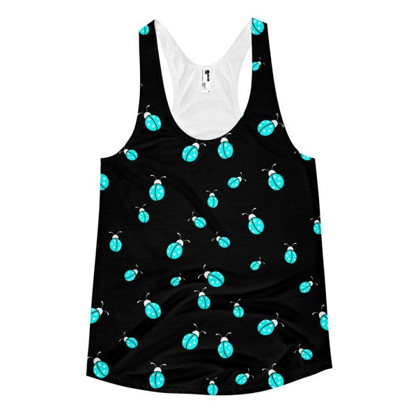Women's Classic Trippy Ladybug Negative Black Neon Racerback Tank -  - XS - srce threads - 1