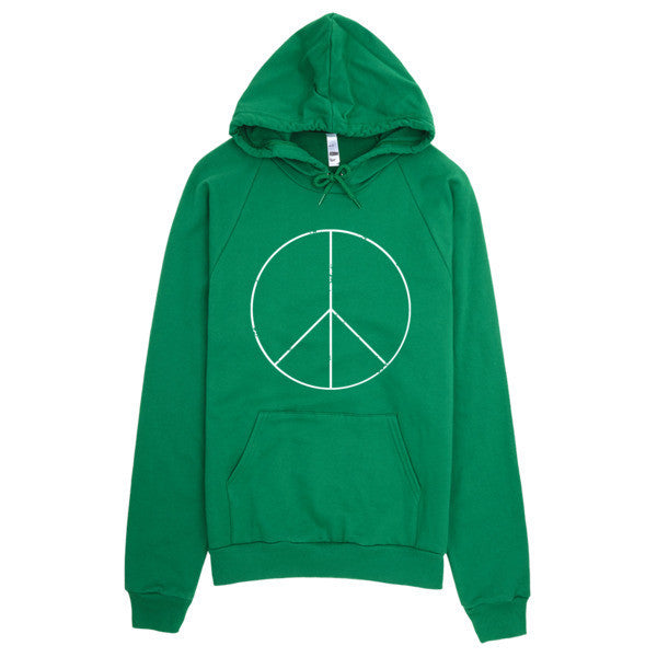 Classic Peace Sign Skinny White Hoodie (Unisex) -  - Kelly Green / XS - srce threads - 6