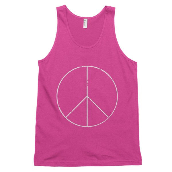 Classic Peace Sign Skinny White Tank Top (Unisex) -  - Fuchsia / XS - srce threads - 14