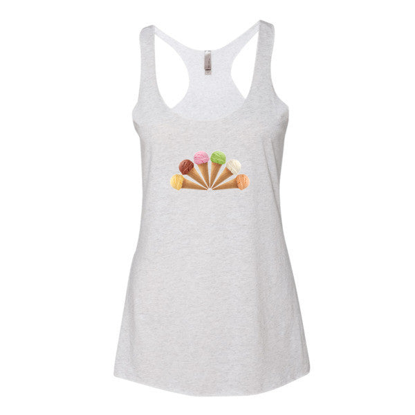 Women's Ice Cream Summer Racerback Tank -  - Heather White / XS - srce threads - 9