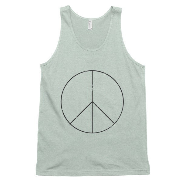 Classic Peace Sign Skinny Tank Top Black(Unisex) -  - Ash Grey Sea Foam / XS - srce threads - 6