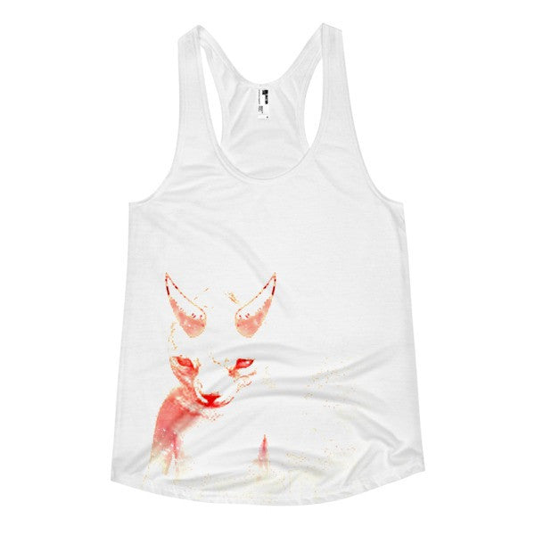 Women's "In The White of Night" Neon Pop Red Racerback Tank Top -  - XS - srce threads