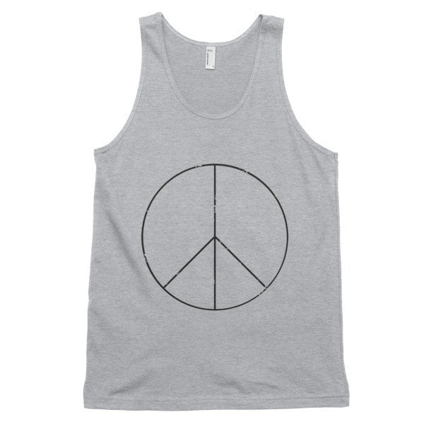 Classic Peace Sign Skinny Tank Top Black(Unisex) -  - Heather Grey / XS - srce threads - 2