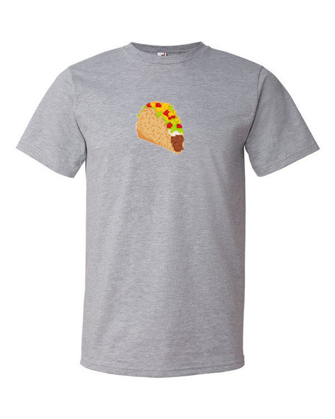 Digital Retro 8 Bit Taco Shirt -  - Heather Grey / S - srce threads - 8