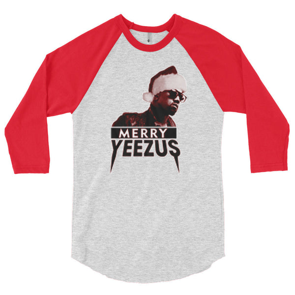 Merry Yeezus Blood Red 3/4 Sleeve Raglan Baseball T-Shirt (Unisex)
