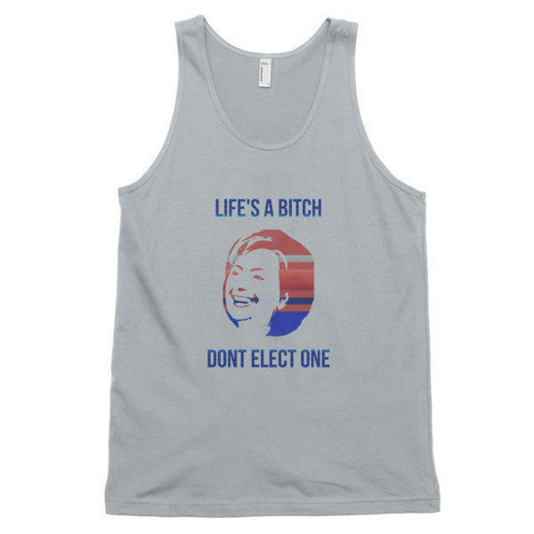 "Life's a Bitch" Hillary Classic Tank Top (Unisex) -  - New Silver / XS - srce threads - 5