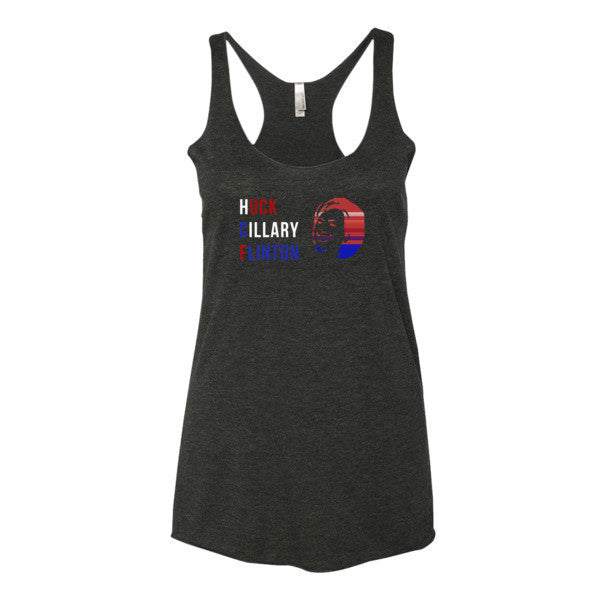 Women's "Huck Cillary Flinton" Say What You Mean Face Summer Tank Top -  - Vintage Black / XS - srce threads - 1