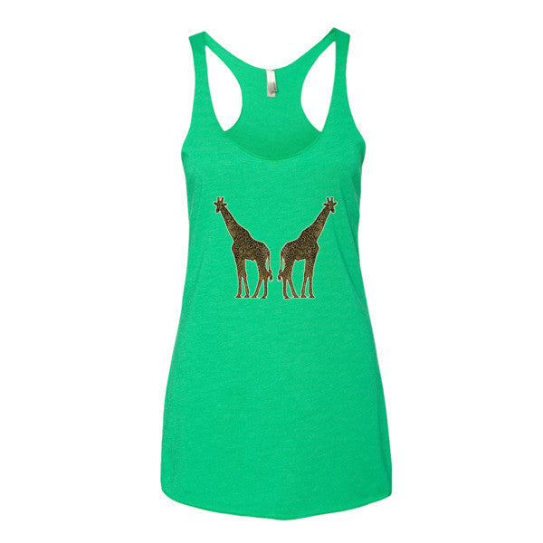 Women's Giraffe Double Paint Daub Racerback Tank Top -  - Envy / XS - srce threads - 10