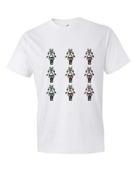 Short Sleeve Trippy Giraffe Tri-Head T-Shirt -  - White / S - srce threads - 3