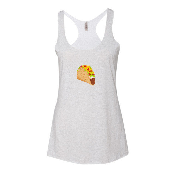 Women's Retro Digital 8 Bit Taco Racerback Tank Top -  - Heather White / XS - srce threads - 2