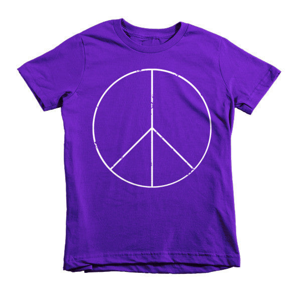 Kid's Peace Sign Skinny White Short Sleeve T-Shirt (Unisex) -  - Purple / 2yrs - srce threads - 5