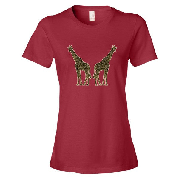 Women's Giraffe Double Paint Daub Short sleeve T-Shirt -  - Independence Red / S - srce threads - 15