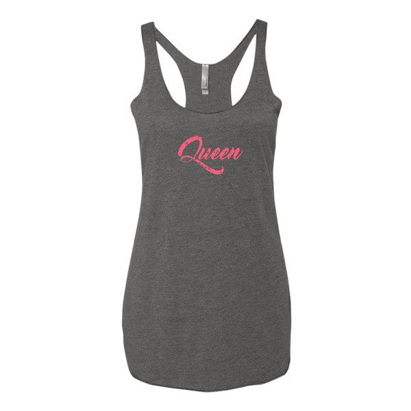 Women's "Queen" 2 Peach Vintage Calligraphy Tank Top -  - Premium Heather / XS - srce threads - 3