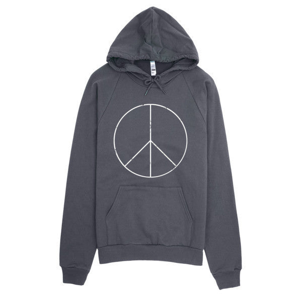 Classic Peace Sign Skinny White Hoodie (Unisex) -  - Asphalt / XS - srce threads - 2