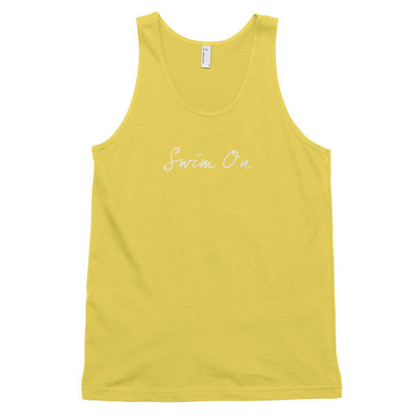Classic "Swim On" Motivation White Tank Top (Unisex) -  - Sunshine / XS - srce threads - 9