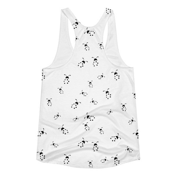 Women's Positive White Ladybug Summer Racerback Tank Top -  -  - srce threads - 2