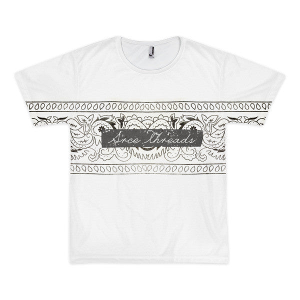 Classic Fit SRCE Brand Center Bandana White Black Short Sleeve T-Shirt (Unisex) -  - XS - srce threads - 1