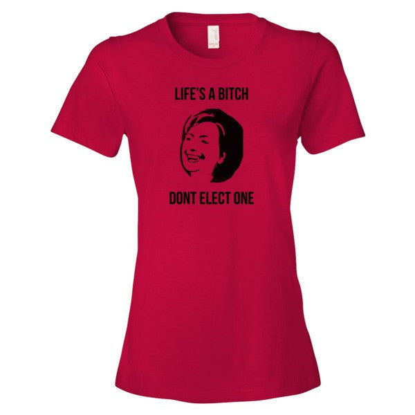 Women's "Life's  A Bitch" Hillary Black Short Sleeve T-Shirt -  - Red / S - srce threads - 13