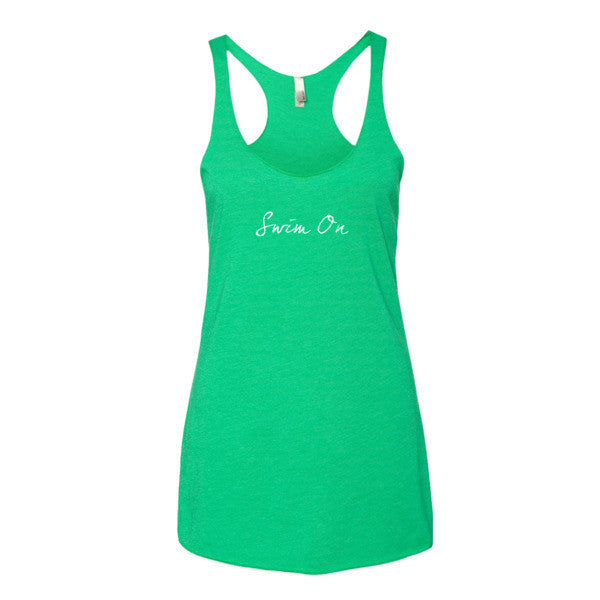 Women's "Swim On" Motivation White Racerback Tank -  - Envy / XS - srce threads - 8