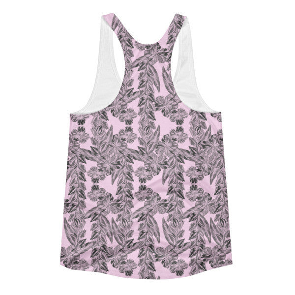Women's Trop Vine Off Pink w/ Grey Summer Racerback Tank Top -  -  - srce threads - 2