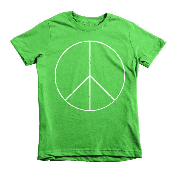 Kid's Peace Sign Skinny White Short Sleeve T-Shirt (Unisex) -  - Grass / 2yrs - srce threads - 8